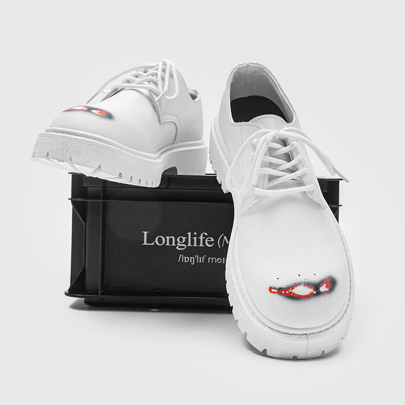 ♛𝔽𝕦𝕤𝕚𝕠𝕟 𝔽𝕠𝕔𝕦𝕤☢︎ᴄᴀꜱᴜᴀʟ ᴅʀᴇꜱꜱ ♜✽2025✽ 夜與晝復古圓頭增高厚底皮鞋 中性男女款  ʏᴢ𝟣𝟤