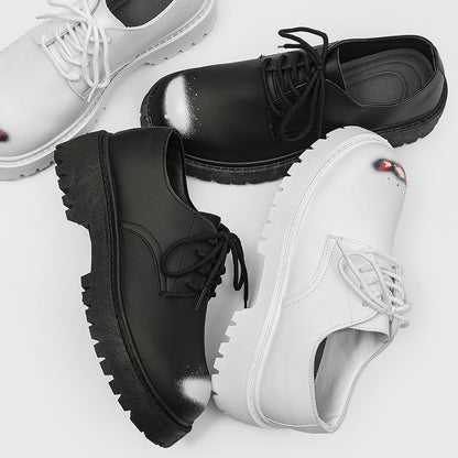 ♛𝔽𝕦𝕤𝕚𝕠𝕟 𝔽𝕠𝕔𝕦𝕤☢︎ᴄᴀꜱᴜᴀʟ ᴅʀᴇꜱꜱ ♜✽2025✽ 夜與晝復古圓頭增高厚底皮鞋 中性男女款  ʏᴢ𝟣𝟤