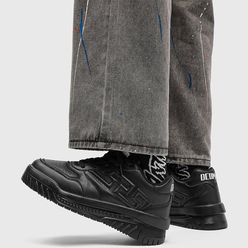 ♛𝔽𝕦𝕤𝕚𝕠𝕟 𝔽𝕠𝕔𝕦𝕤☢︎ꜱᴋᴀᴛᴇ ꜱʜᴏᴇꜱ ♜✽𝟤𝟢𝟤𝟧✽秋冬新款經典素色浮雕透氣低筒板鞋   男女款 情侶款  LD-53