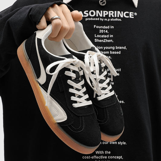 ♛𝔽𝕦𝕤𝕚𝕠𝕟 𝔽𝕠𝕔𝕦𝕤☢︎ꜱᴋᴀᴛᴇ ꜱʜᴏᴇꜱ ♜✽𝟤𝟢𝟤𝟧✽秋冬新款經典素面麂皮橡膠底低筒板鞋   男女款 情侶款 YH-23