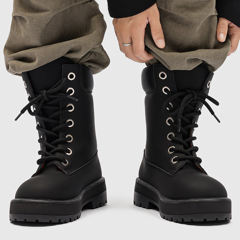♛𝔽𝕦𝕤𝕚𝕠𝕟 𝔽𝕠𝕔𝕦𝕤☢︎ᴄᴀꜱᴜᴀʟ ᴅʀᴇꜱꜱ ♜✽2026✽ 雪地極簡風高筒增高厚底七孔男女靴（大🦶到45碼）YH-02
