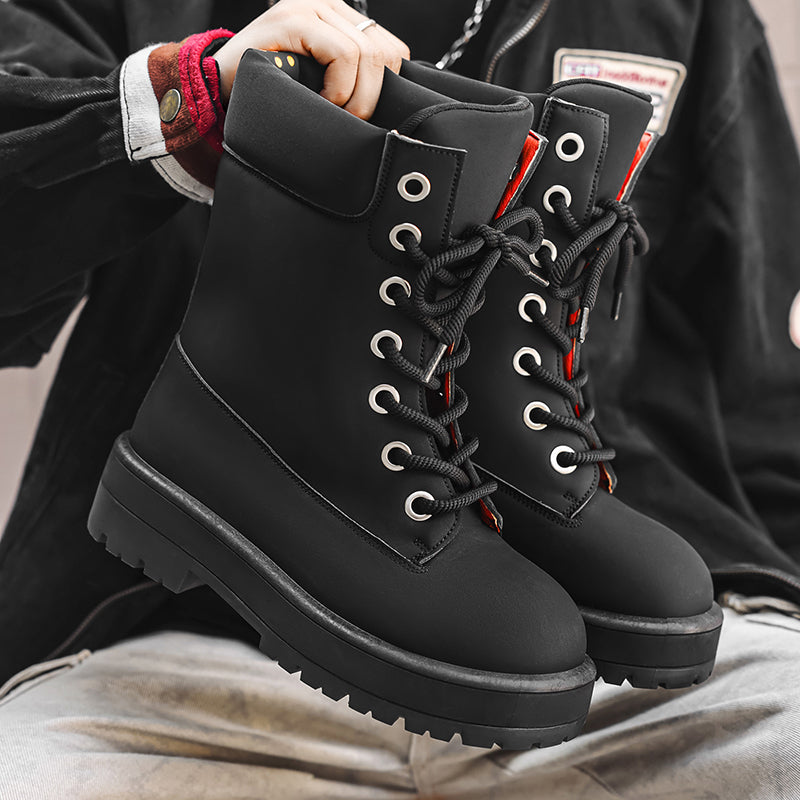 ♛𝔽𝕦𝕤𝕚𝕠𝕟 𝔽𝕠𝕔𝕦𝕤☢︎ᴄᴀꜱᴜᴀʟ ᴅʀᴇꜱꜱ ♜✽2026✽ 雪地極簡風高筒增高厚底七孔男女靴（大🦶到45碼）YH-02