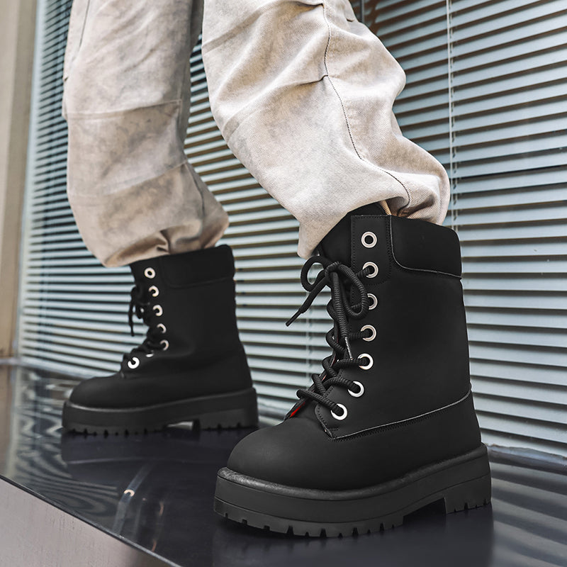 ♛𝔽𝕦𝕤𝕚𝕠𝕟 𝔽𝕠𝕔𝕦𝕤☢︎ᴄᴀꜱᴜᴀʟ ᴅʀᴇꜱꜱ ♜✽2026✽ 雪地極簡風高筒增高厚底七孔男女靴（大🦶到45碼）YH-02