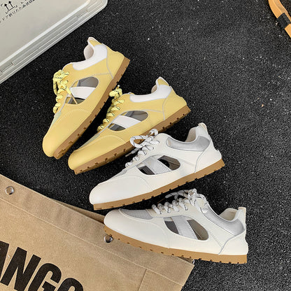 ♛𝔽𝕦𝕤𝕚𝕠𝕟 𝔽𝕠𝕔𝕦𝕤☢︎ꜰʟᴇxɪɴɢ-ꜱʜᴏᴇꜱ ♜✽𝟤𝟢𝟤𝟧✽ 春夏新款休閒百搭舒適透氣鏤空設計平底運動鞋  女款 (35-40號）x𝟫𝟥𝟩