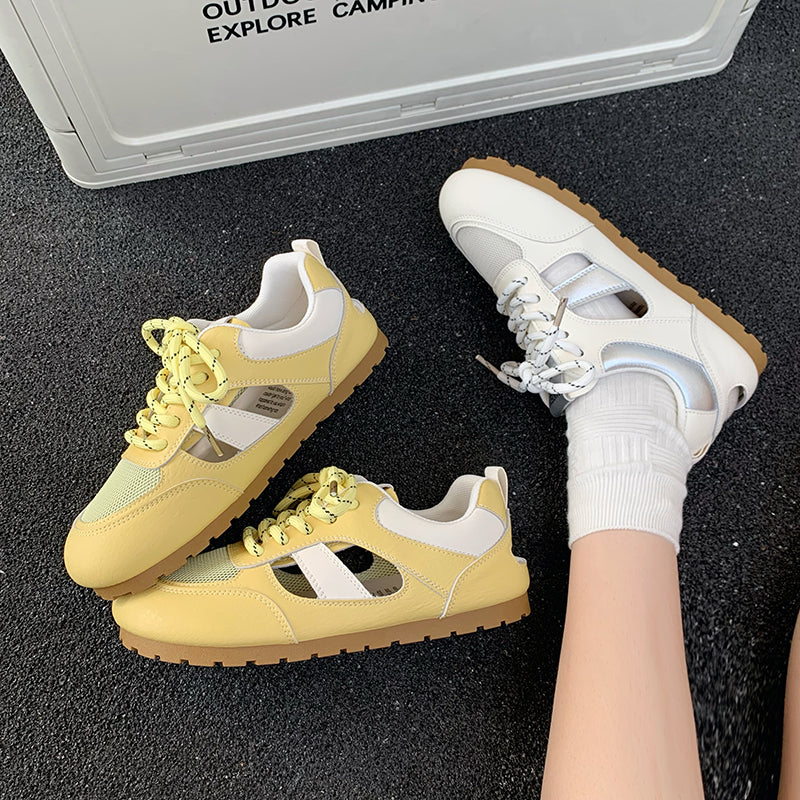 ♛𝔽𝕦𝕤𝕚𝕠𝕟 𝔽𝕠𝕔𝕦𝕤☢︎ꜰʟᴇxɪɴɢ-ꜱʜᴏᴇꜱ ♜✽𝟤𝟢𝟤𝟧✽ 春夏新款休閒百搭舒適透氣鏤空設計平底運動鞋  女款 (35-40號）x𝟫𝟥𝟩