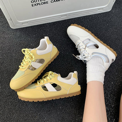 ♛𝔽𝕦𝕤𝕚𝕠𝕟 𝔽𝕠𝕔𝕦𝕤☢︎ꜰʟᴇxɪɴɢ-ꜱʜᴏᴇꜱ ♜✽𝟤𝟢𝟤𝟧✽ 春夏新款休閒百搭舒適透氣鏤空設計平底運動鞋  女款 (35-40號）x𝟫𝟥𝟩