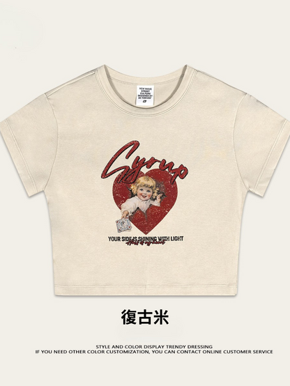 Fierce & Fitted 美式夏季修身辣妹短版上衣G46 復古米