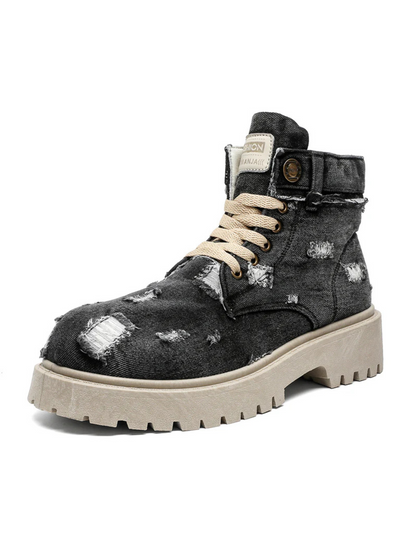 ♛𝔽𝕦𝕤𝕚𝕠𝕟 𝔽𝕠𝕔𝕦𝕤☢︎ᴄᴀꜱᴜᴀʟ ᴅʀᴇꜱꜱ ♜✽2025✽戰地丹寧高筒做舊系列靴   中性男女款  ʏᴢ𝟥𝟤