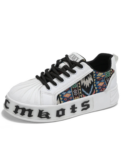 ♛𝔽𝕦𝕤𝕚𝕠𝕟 𝔽𝕠𝕔𝕦𝕤☢︎ꜱᴋᴀᴛᴇ ꜱʜᴏᴇꜱ ♜ ✽𝟤𝟢𝟤𝟧✽ 春夏新款圖騰風格貝殼頭增高厚底休閒板鞋 中性男女款 ʏɢ𝟫𝟣𝟪