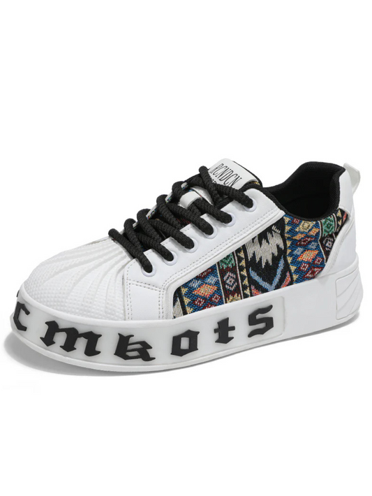 ♛𝔽𝕦𝕤𝕚𝕠𝕟 𝔽𝕠𝕔𝕦𝕤☢︎ꜱᴋᴀᴛᴇ ꜱʜᴏᴇꜱ ♜ ✽𝟤𝟢𝟤𝟧✽ 春夏新款圖騰風格貝殼頭增高厚底休閒板鞋 中性男女款 ʏɢ𝟫𝟣𝟪