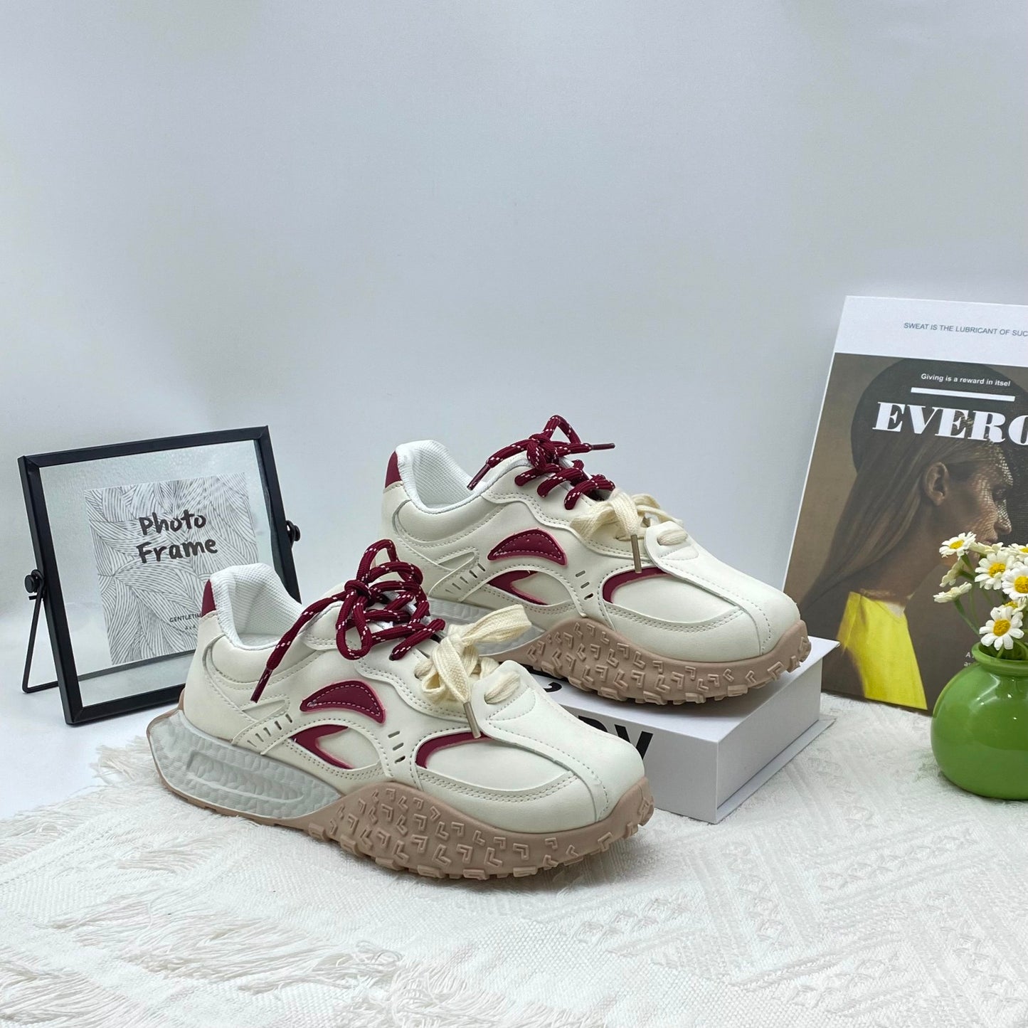 ♛𝔽𝕦𝕤𝕚𝕠𝕟 𝔽𝕠𝕔𝕦𝕤☢︎ꜰʟᴇxɪɴɢ-ꜱʜᴏᴇꜱ ♜✽𝟤𝟢𝟤𝟧✽ 夏季新款厚底支撐運動增高鞋 女款 (35-40號）BA10