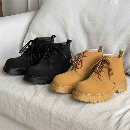 ♛𝔽𝕦𝕤𝕚𝕠𝕟 𝔽𝕠𝕔𝕦𝕤☢︎ᴄᴀꜱᴜᴀʟ ᴅʀᴇꜱꜱ ♜✽2026✽ 復古低筒素面工裝增高四孔靴 男女款 情侶款 YH36