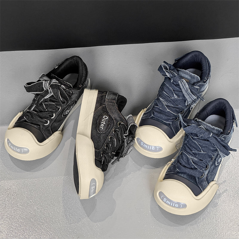 ♛𝔽𝕦𝕤𝕚𝕠𝕟 𝔽𝕠𝕔𝕦𝕤☢︎ꜱᴋᴀᴛᴇ ꜱʜᴏᴇꜱ ♜✽𝟤𝟢𝟤𝟧✽春夏新款牛津開口笑帆布板鞋   男女款  HX27