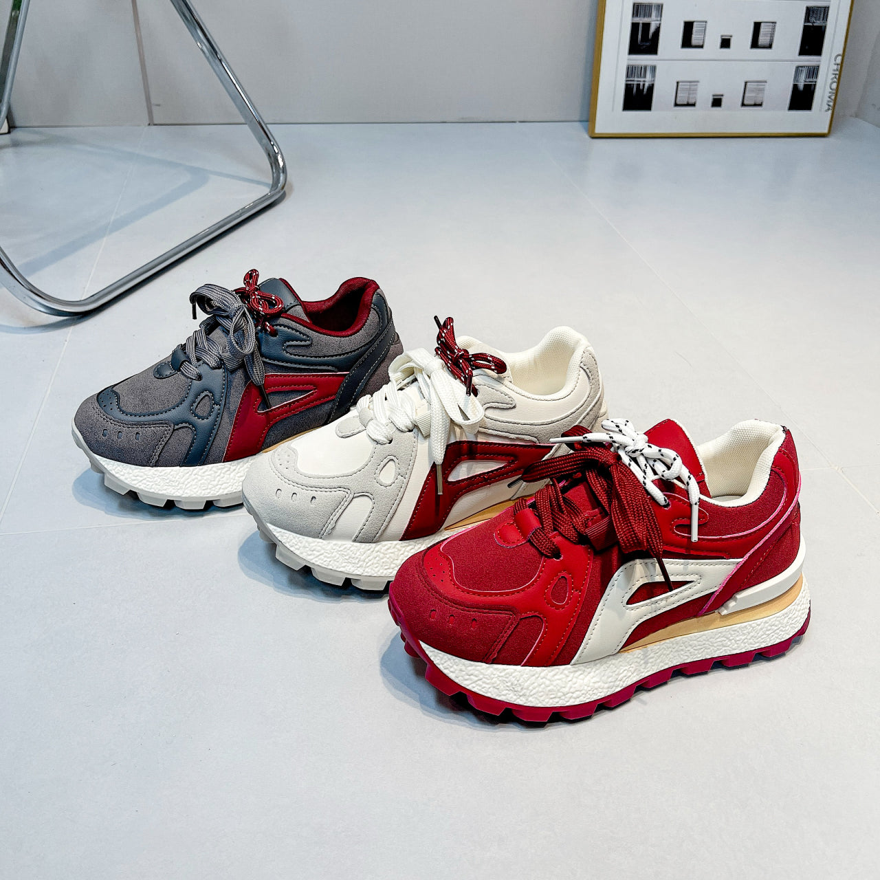 ♛𝔽𝕦𝕤𝕚𝕠𝕟 𝔽𝕠𝕔𝕦𝕤☢︎ꜰʟᴇxɪɴɢ-ꜱʜᴏᴇꜱ ♜✽𝟤𝟢𝟤𝟧✽ 夏季新款增高耐穿鞋底心運動鞋 女款 (35-40號）A08