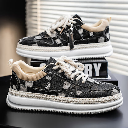 ♛𝔽𝕦𝕤𝕚𝕠𝕟 𝔽𝕠𝕔𝕦𝕤☢︎ꜱᴋᴀᴛᴇ ꜱʜᴏᴇꜱ ♜✽𝟤𝟢𝟤𝟧✽  春夏新款Remade Raw刷舊系列增高休閒鞋  中性男女款 ʏ𝟫𝟣𝟩