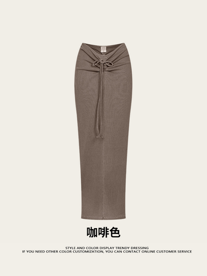 Fierce & Fitted 夏季辣妹必備V領顯瘦短T長裙套裝 咖啡色