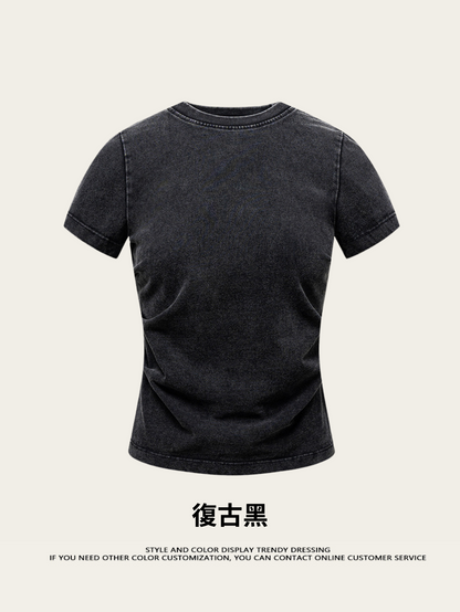 Fierce & Fitted 夏季辣妹必備INS緊身短款上衣 收腰直筒長裙套裝N-7 復古黑