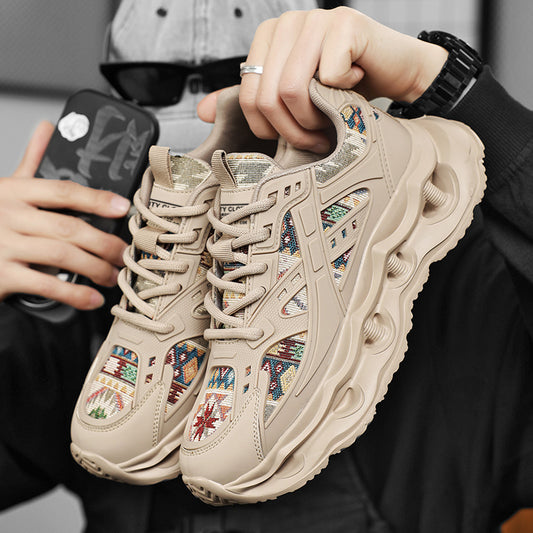 ♛𝔽𝕦𝕤𝕚𝕠𝕟 𝔽𝕠𝕔𝕦𝕤☢︎ᴄᴀꜱᴜᴀʟ ꜱɴᴇᴀᴋᴇʀ ♜ ✽𝟤𝟢𝟤𝟧✽春夏新款透氣增高機能民族風運動鞋   男女款  情侶款  Q31