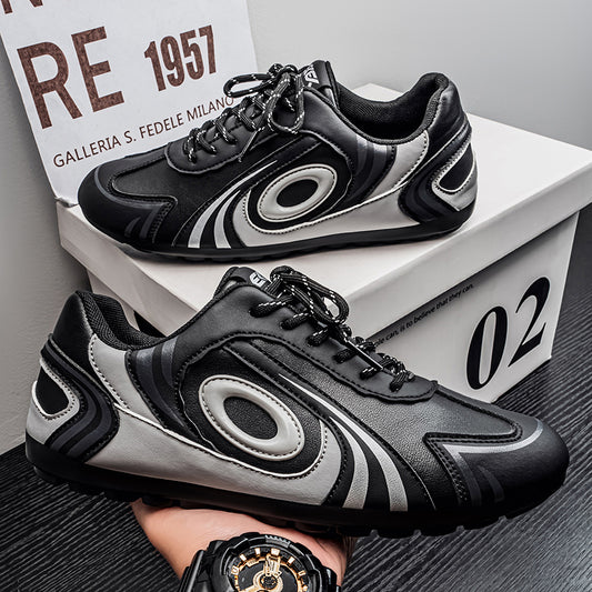 ♛𝔽𝕦𝕤𝕚𝕠𝕟 𝔽𝕠𝕔𝕦𝕤☢︎ᴄᴀꜱᴜᴀʟ ꜱɴᴇᴀᴋᴇʀ ♜ ✽𝟤𝟢𝟤𝟧✽秋冬新款運動旋渦烙印平底賽車運動鞋  男女款  情侶款 大🦶款 (39-46號) M27