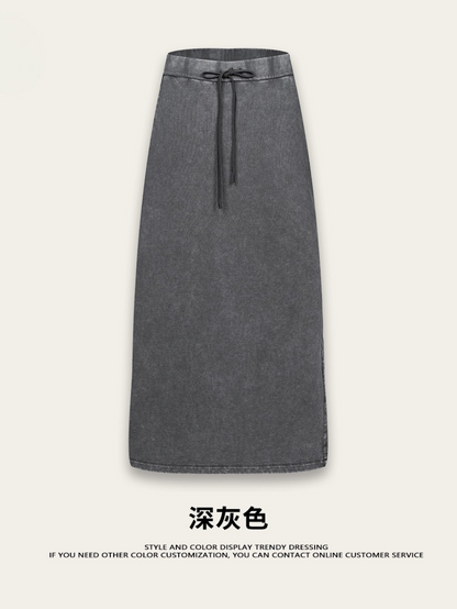 Fierce & Fitted 夏季辣妹必備INS緊身短款上衣 收腰直筒長裙套裝N-7 深灰色