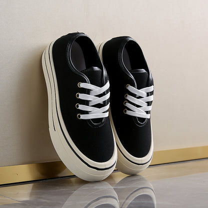 ♛𝔽𝕦𝕤𝕚𝕠𝕟 𝔽𝕠𝕔𝕦𝕤☢︎ꜰʟᴇxɪɴɢ-ꜱʜᴏᴇꜱ ♜ ✽𝟤𝟢𝟤𝟧✽ 春夏新款休閒素面百搭厚底增高𝟧ᴄᴍ帆布鞋  女款 (35-40號）ᴊ𝟧𝟤