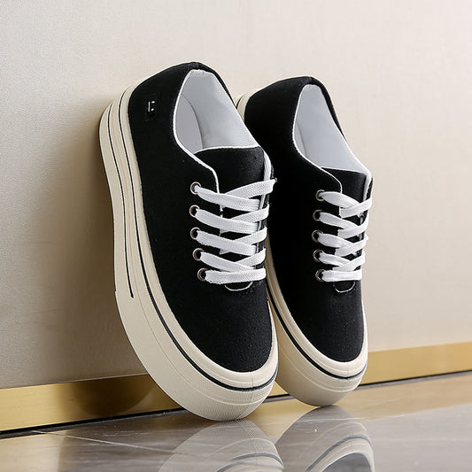 ♛𝔽𝕦𝕤𝕚𝕠𝕟 𝔽𝕠𝕔𝕦𝕤☢︎ꜰʟᴇxɪɴɢ-ꜱʜᴏᴇꜱ ♜✽𝟤𝟢𝟤𝟧✽ 春夏新款休閒百搭厚底增高𝟧ᴄᴍ帆布鞋  女款 (35-40號）ᴊ𝟧𝟥