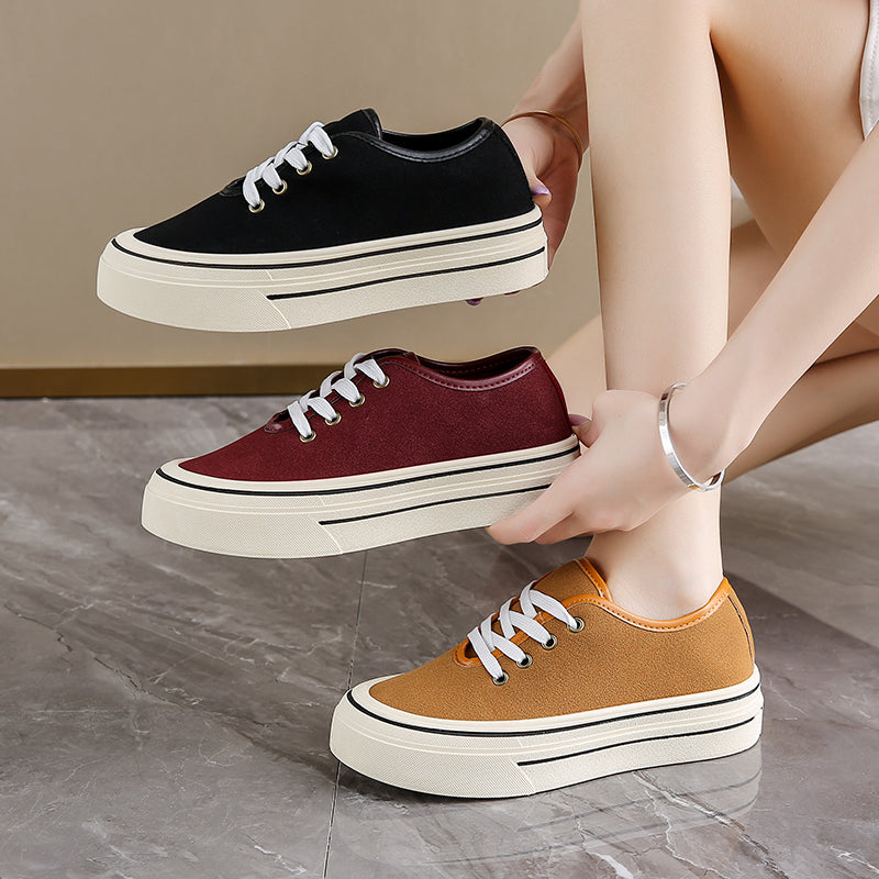♛𝔽𝕦𝕤𝕚𝕠𝕟 𝔽𝕠𝕔𝕦𝕤☢︎ꜰʟᴇxɪɴɢ-ꜱʜᴏᴇꜱ ♜✽𝟤𝟢𝟤𝟧✽ 春夏新款休閒素面百搭厚底增高𝟧ᴄᴍ帆布鞋  女款 (35-40號）ᴊ𝟧𝟤
