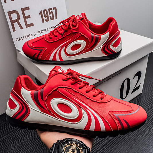 ♛𝔽𝕦𝕤𝕚𝕠𝕟 𝔽𝕠𝕔𝕦𝕤☢︎ᴄᴀꜱᴜᴀʟ ꜱɴᴇᴀᴋᴇʀ ♜ ✽𝟤𝟢𝟤𝟧✽秋冬新款運動旋渦烙印平底賽車運動鞋  男女款  情侶款 大🦶款 (39-46號) M27