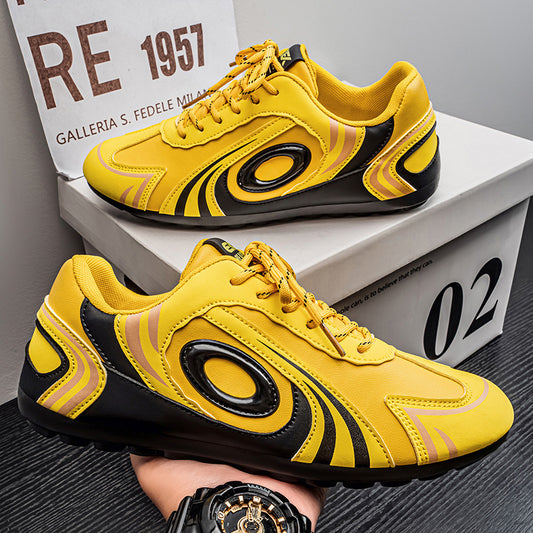 ♛𝔽𝕦𝕤𝕚𝕠𝕟 𝔽𝕠𝕔𝕦𝕤☢︎ᴄᴀꜱᴜᴀʟ ꜱɴᴇᴀᴋᴇʀ ♜ ✽𝟤𝟢𝟤𝟧✽秋冬新款運動旋渦烙印平底賽車運動鞋  男女款  情侶款 大🦶款 (39-46號) M27