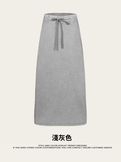 Fierce & Fitted 夏季辣妹必備INS緊身短款上衣 收腰直筒長裙套裝N-7 淺灰色