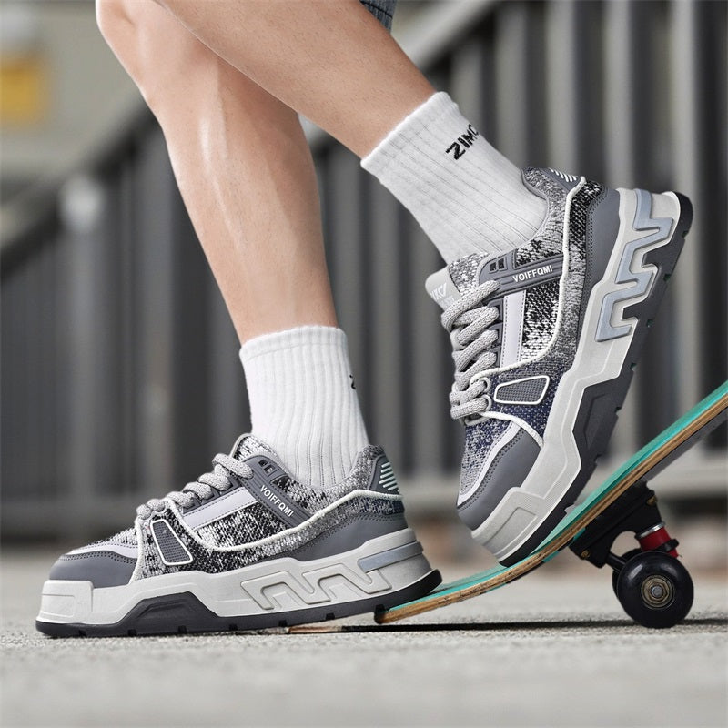 ♛𝔽𝕦𝕤𝕚𝕠𝕟 𝔽𝕠𝕔𝕦𝕤☢︎ꜱᴋᴀᴛᴇ ꜱʜᴏᴇꜱ ♜✽𝟤𝟢𝟤𝟧✽秋冬新款迷彩刺繡隱形增高低筒板鞋   男女款 情侶款  LL-89