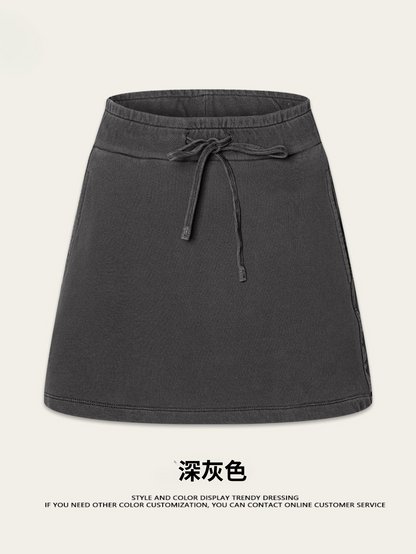 Fierce & Fitted 夏季美式高街水洗短袖上衣A字裙套裝	N-9 深灰色