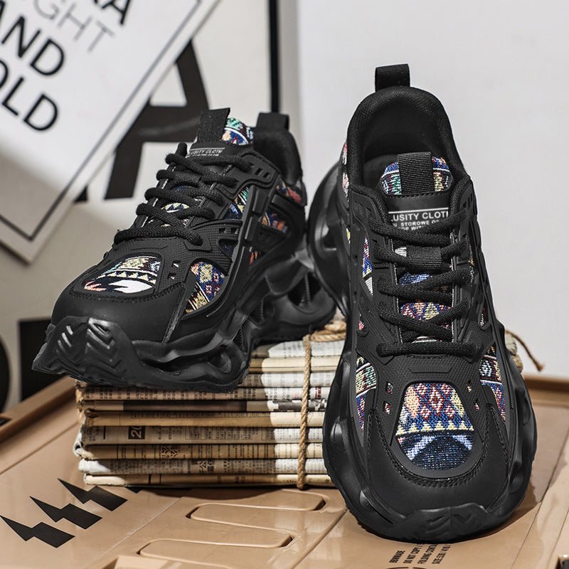 ♛𝔽𝕦𝕤𝕚𝕠𝕟 𝔽𝕠𝕔𝕦𝕤☢︎ᴄᴀꜱᴜᴀʟ ꜱɴᴇᴀᴋᴇʀ ♜ ✽𝟤𝟢𝟤𝟧✽春夏新款透氣增高機能民族風運動鞋   男女款  情侶款  Q31