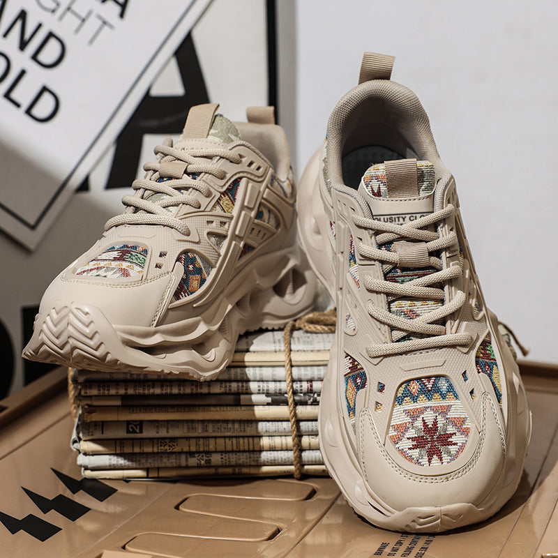 ♛𝔽𝕦𝕤𝕚𝕠𝕟 𝔽𝕠𝕔𝕦𝕤☢︎ᴄᴀꜱᴜᴀʟ ꜱɴᴇᴀᴋᴇʀ ♜ ✽𝟤𝟢𝟤𝟧✽春夏新款透氣增高機能民族風運動鞋   男女款  情侶款  Q31