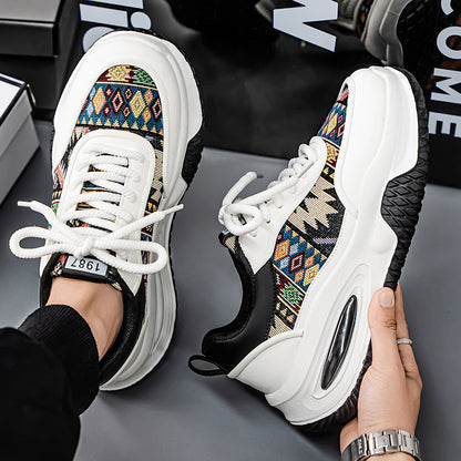 ♛𝔽𝕦𝕤𝕚𝕠𝕟 𝔽𝕠𝕔𝕦𝕤☢︎ᴄᴀꜱᴜᴀʟ ꜱɴᴇᴀᴋᴇʀ ♜✽𝟤𝟢𝟤𝟧✽ 春夏新款隱形增高民族圖騰風老爹鞋運動鞋 男女款 大🦶款 (39-48號)xf686