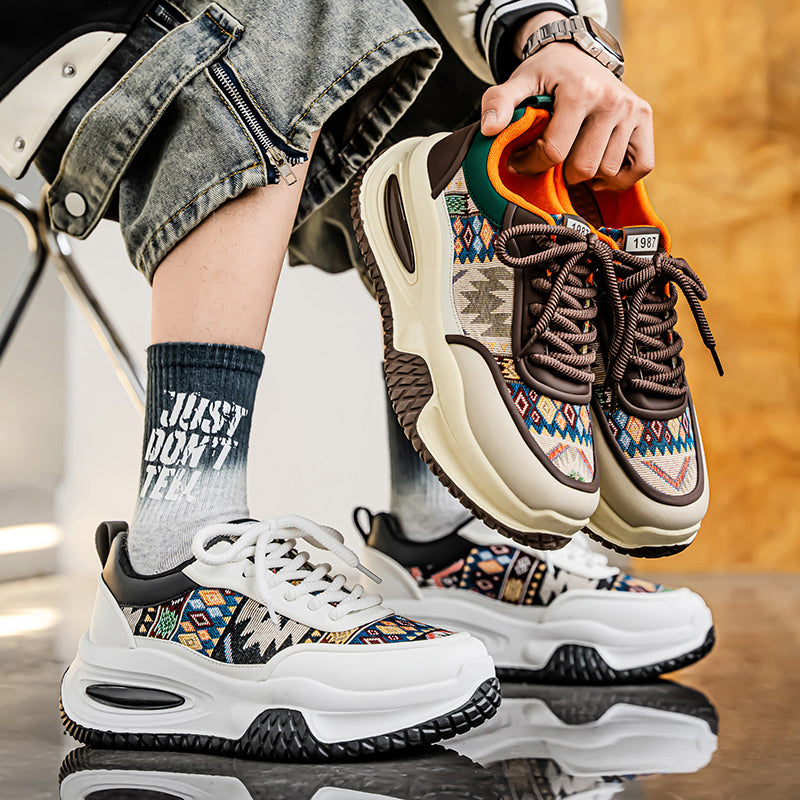 ♛𝔽𝕦𝕤𝕚𝕠𝕟 𝔽𝕠𝕔𝕦𝕤☢︎ᴄᴀꜱᴜᴀʟ ꜱɴᴇᴀᴋᴇʀ ♜✽𝟤𝟢𝟤𝟧✽ 春夏新款隱形增高民族圖騰風老爹鞋運動鞋 男女款 大🦶款 (39-48號)xf686