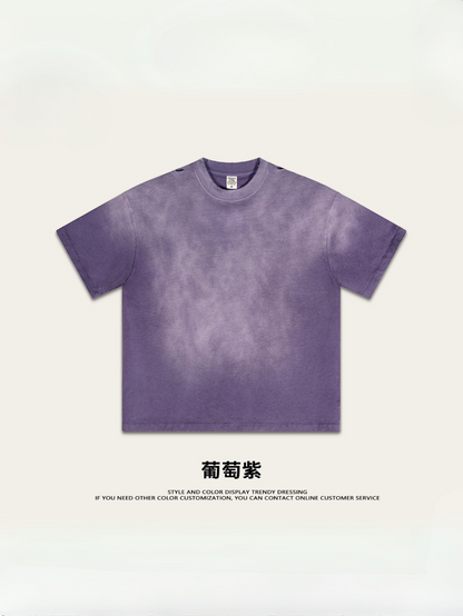▶𝔽𝕦𝕤𝕚𝕠𝕟 𝔽𝕠𝕔𝕦𝕤 ⌘𝓦𝓪𝓼𝓱𝓮𝓭 𝔀𝓲𝓷𝓭 ◀2025春夏潮牌ins新款纯棉水洗做舊短袖街頭巴家重磅半袖Ｔ恤 TZ-05