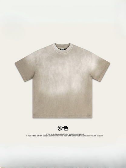 ▶𝔽𝕦𝕤𝕚𝕠𝕟 𝔽𝕠𝕔𝕦𝕤 ⌘𝓦𝓪𝓼𝓱𝓮𝓭 𝔀𝓲𝓷𝓭 ◀ 2025春夏潮牌ins新款纯棉水洗做舊短袖街頭巴家重磅半袖Ｔ恤 TZ-05