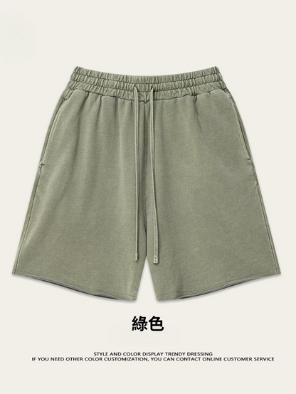 ♛𝔽𝕦𝕤𝕚𝕠𝕟 𝔽𝕠𝕔𝕦𝕤 ♛2025夏季美式街頭fog色系基礎款碧纹休閒捲邊五分褲K-93