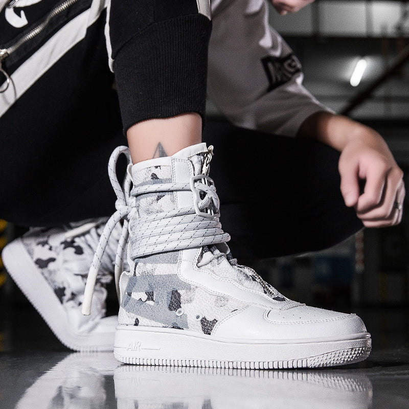 ♛𝔽𝕦𝕤𝕚𝕠𝕟 𝔽𝕠𝕔𝕦𝕤☢︎ᴄᴀꜱᴜᴀʟ ꜱɴᴇᴀᴋᴇʀ ♜✽2026✽ 運動風機能款長筒綁繩拉鍊版板鞋 男女鞋 情侶款（大🦶到46碼）JM-15