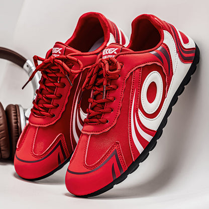 ♛𝔽𝕦𝕤𝕚𝕠𝕟 𝔽𝕠𝕔𝕦𝕤☢︎ᴄᴀꜱᴜᴀʟ ꜱɴᴇᴀᴋᴇʀ ♜ ✽𝟤𝟢𝟤𝟧✽秋冬新款運動旋渦烙印平底賽車運動鞋  男女款  情侶款 大🦶款 (39-46號) M27