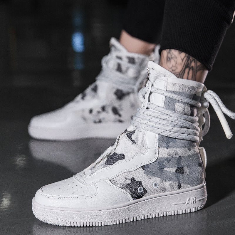 ♛𝔽𝕦𝕤𝕚𝕠𝕟 𝔽𝕠𝕔𝕦𝕤☢︎ᴄᴀꜱᴜᴀʟ ꜱɴᴇᴀᴋᴇʀ ♜✽2026✽ 運動風機能款長筒綁繩拉鍊版板鞋 男女鞋 情侶款（大🦶到46碼）JM-15