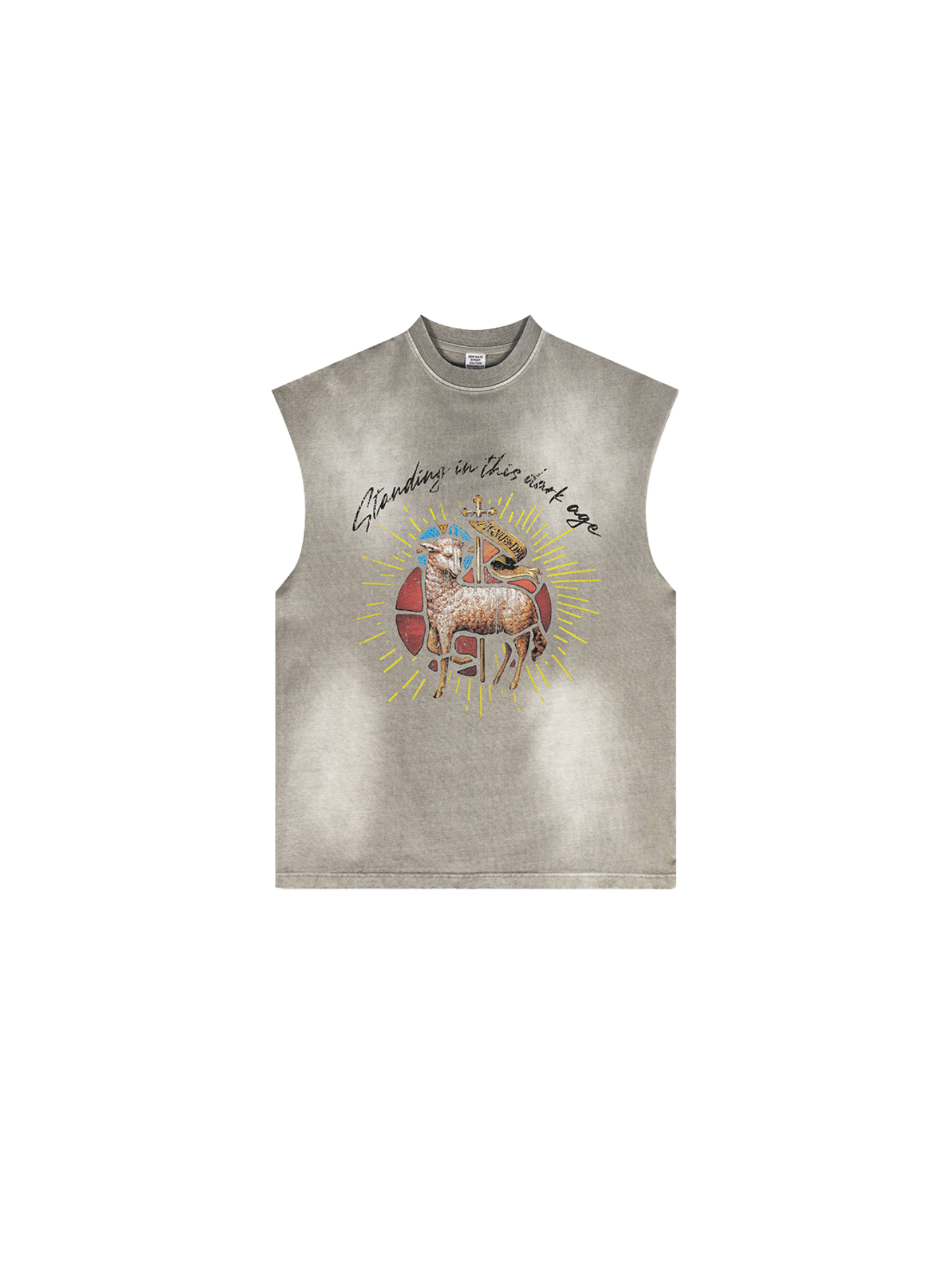 ▶𝔽𝕦𝕤𝕚𝕠𝕟 𝔽𝕠𝕔𝕦𝕤 ⌘𝓦𝓪𝓼𝓱𝓮𝓭 𝔀𝓲𝓷𝓭 ◀2025春夏歐美潮牌oversize街頭漸變無袖坎肩背心復古水洗t恤   TZ-13