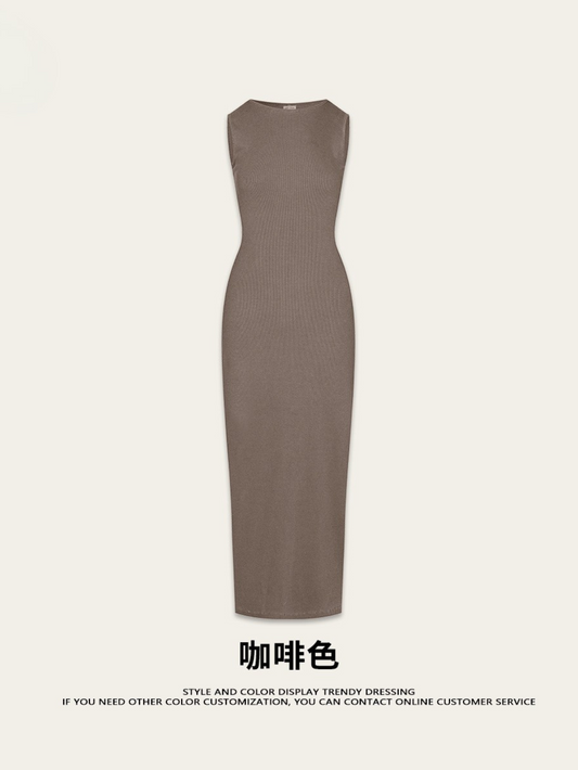 Fierce & Fitted 夏季辣妹必備無袖連身包臀長裙N-2 咖啡色