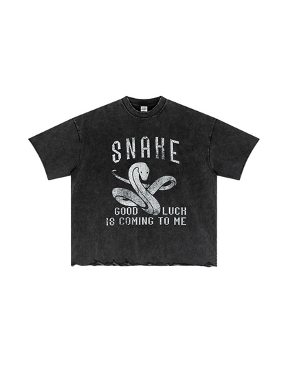 ▶𝔽𝕦𝕤𝕚𝕠𝕟 𝔽𝕠𝕔𝕦𝕤 ⌘𝓦𝓪𝓼𝓱𝓮𝓭 𝔀𝓲𝓷𝓭 ◀ 2025夏季歐美高街蛇年印花街舞嘻哈hiphop炸街演出服短袖T恤男潮 TZ-19