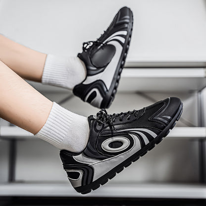 ♛𝔽𝕦𝕤𝕚𝕠𝕟 𝔽𝕠𝕔𝕦𝕤☢︎ᴄᴀꜱᴜᴀʟ ꜱɴᴇᴀᴋᴇʀ ♜ ✽𝟤𝟢𝟤𝟧✽秋冬新款運動旋渦烙印平底賽車運動鞋  男女款  情侶款 大🦶款 (39-46號) M27