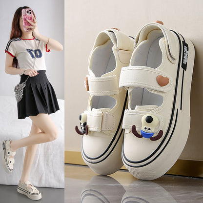 ♛𝔽𝕦𝕤𝕚𝕠𝕟 𝔽𝕠𝕔𝕦𝕤☢︎ꜰʟᴇxɪɴɢ-ꜱʜᴏᴇꜱ ♜✽𝟤𝟢𝟤𝟧✽ 春夏新款超透氣帆布包腳涼鞋增高3cm up  女款 (35-40號）ᴊᴅ𝟧𝟦