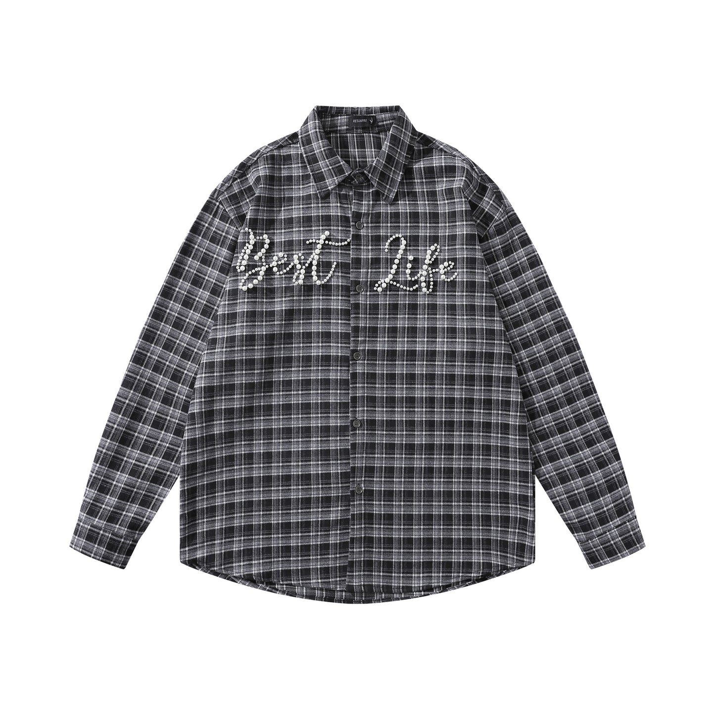 𝔼mbro 𝕊hirt𒉽2025秋冬復古格子寬鬆襯衫外套JD-2