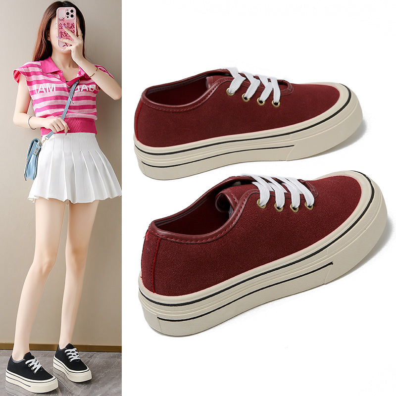♛𝔽𝕦𝕤𝕚𝕠𝕟 𝔽𝕠𝕔𝕦𝕤☢︎ꜰʟᴇxɪɴɢ-ꜱʜᴏᴇꜱ ♜✽𝟤𝟢𝟤𝟧✽ 春夏新款休閒素面百搭厚底增高𝟧ᴄᴍ帆布鞋  女款 (35-40號）ᴊ𝟧𝟤