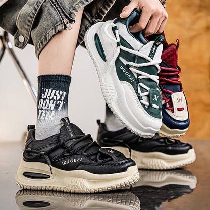 ♛𝔽𝕦𝕤𝕚𝕠𝕟 𝔽𝕠𝕔𝕦𝕤☢︎ᴄᴀꜱᴜᴀʟ ꜱɴᴇᴀᴋᴇʀ ♜✽𝟤𝟢𝟤𝟧✽ 春夏新款隱形增高棒球風懶人老爹鞋運動鞋 男女款 大🦶款 (39-48號)xf989